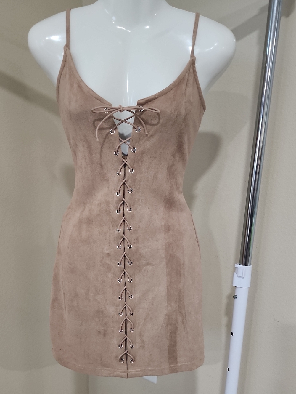 Windsor Camel Lace-Up Dress
